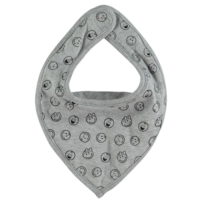 Bavoir en jersey print SMILEY BABY Smiley - Gris/Vert