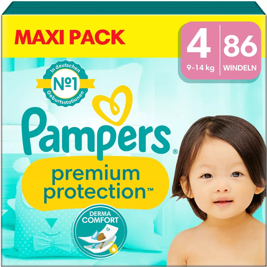 Pampers Premium Protection, Gr. 4 Maxi, 9-14kg, Maxi Pack (1x 86 Windeln)