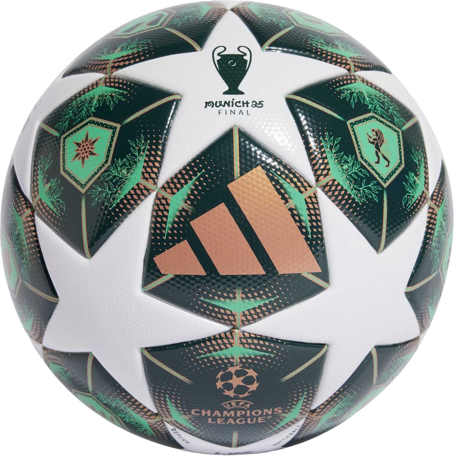 UCL League 24/25 Knockout Stages Ball White/Shadow Green/Hi-Res Green