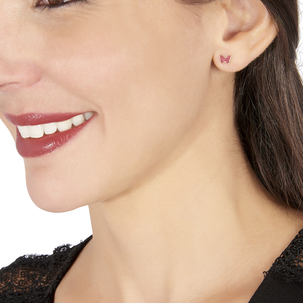 Boucles D'oreilles Puces Solena Papillon Or Jaune