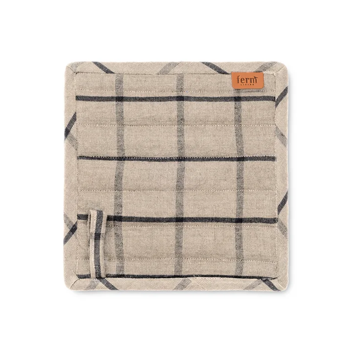 Ferm Living - Hale Topflappen, sand / schwarz (2er-Set)