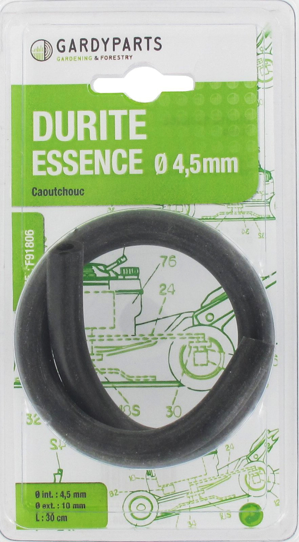 Durite en caoutchouc carburant, l: 30cm, ø: ext: 10mm, ø int: 4,5mm.