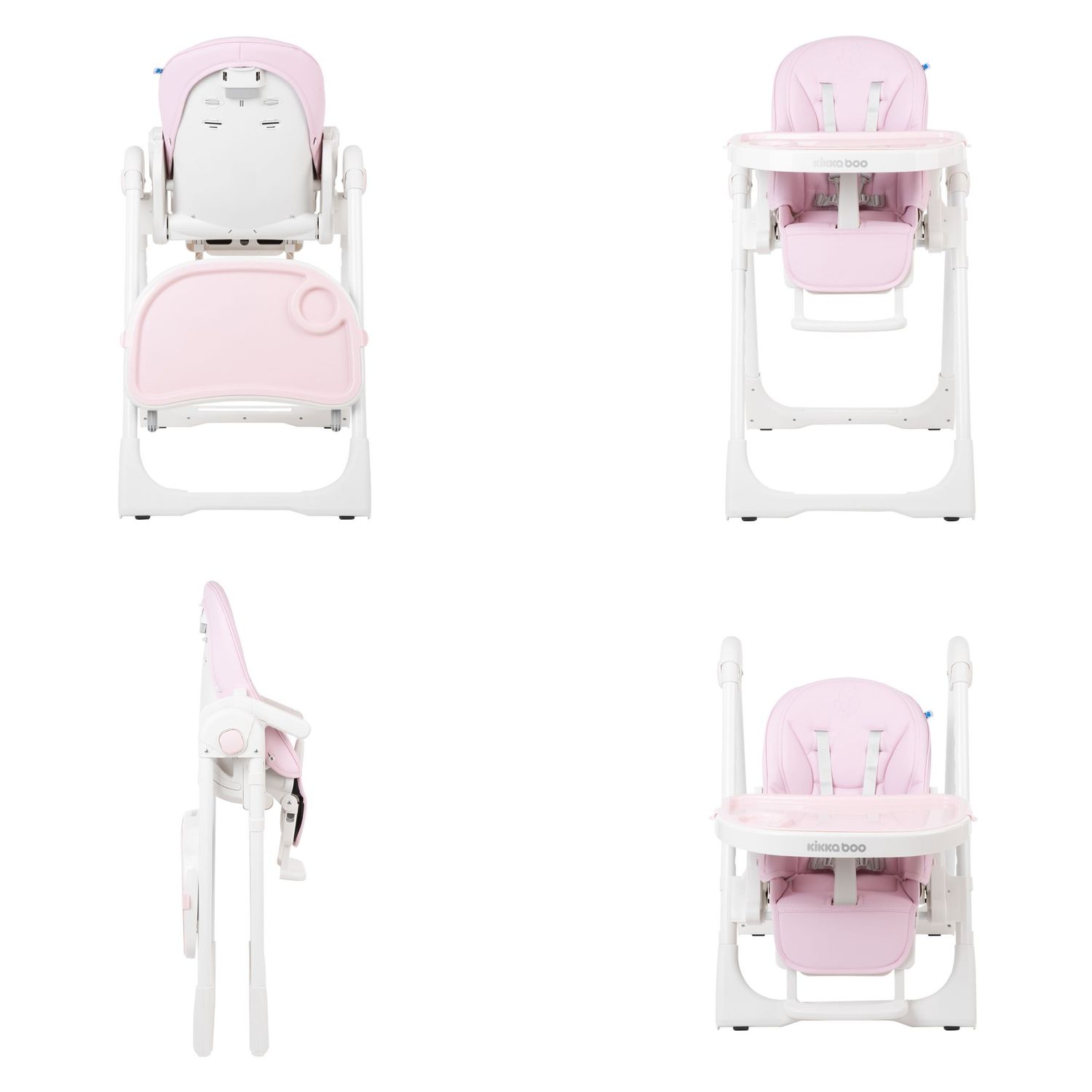 Kikkaboo Hochstuhl Pastello klappbar verstellbar Becherfassung Tisch abnehmbar rosa