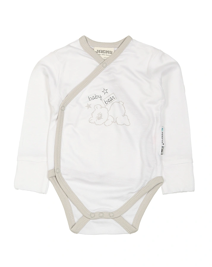 Langarm-Wickelbody BABY BEAR 2er-Pack in weiß/grau