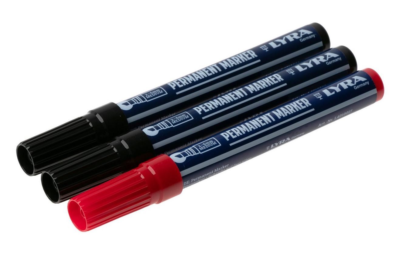 LYRA Permanent Marker L4018005 Medium, Black   Red, set van 3 permanente markers