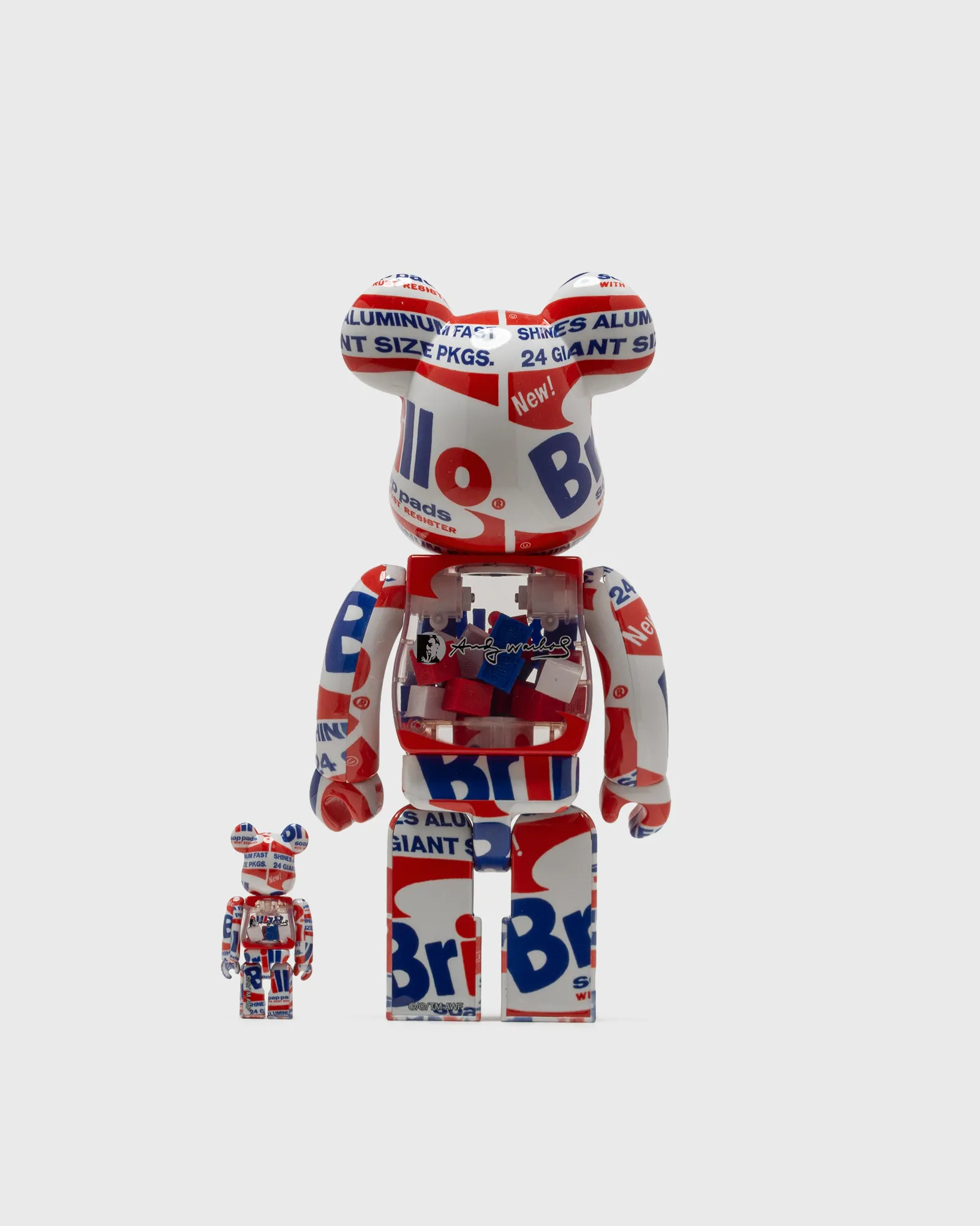 MEDICOM BEARBRICK 400% ANDY WARHOL BRILLO 2022 2-PACK