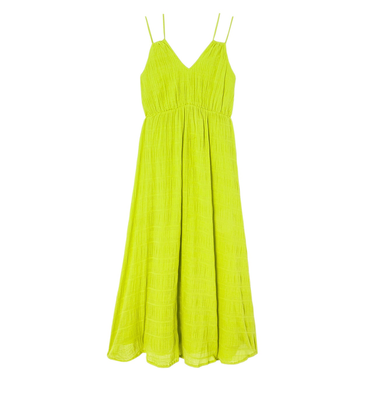 Robe mi-longue à bretelles - Vert fluo