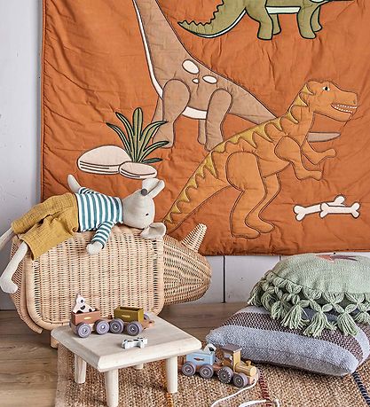 Bloomingville Wanddeko - Isaac - 100x100 cm - Braun m. Dinosauri