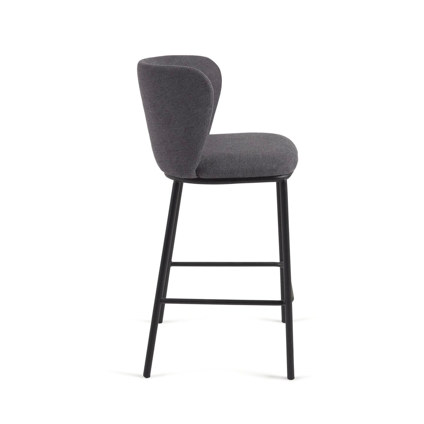 Kave Home Barhocker CISELIA Chenille dunkelgrau/schwarz