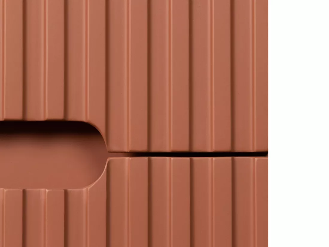Meuble sous vasque suspendu strié terracotta - 150 cm - PAVANI