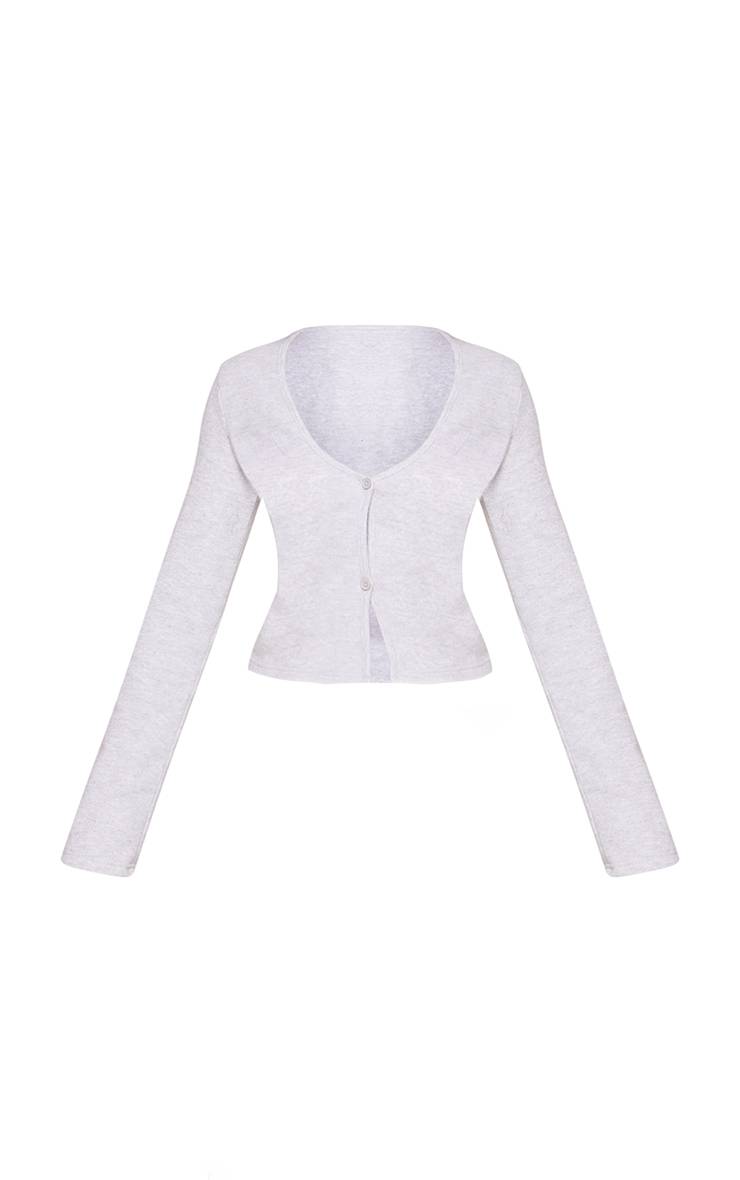 Gris Cendré Cardigan Brossé À Manches Longues Et Boutonnage Devant Petite Taille Coordonné