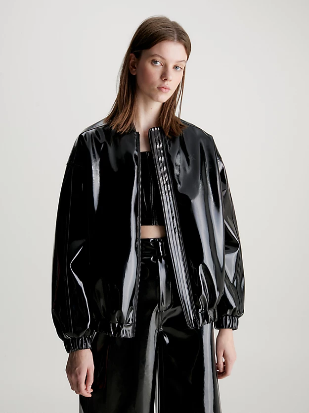 Jaqueta bomber brilhante oversized
