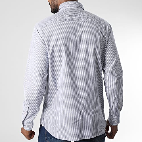 Chemise Manches Longues Core 1985 Flex Oxford Stripes 5039 Blanc Bleu Marine