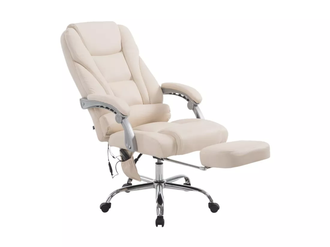 Chaise de bureau - Similicuir & Noyer - Crème - Pacific