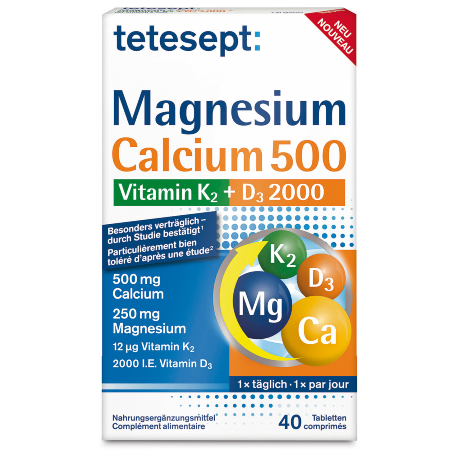 Tetesept Magnesium Calcium D3 & K2 40 Stück