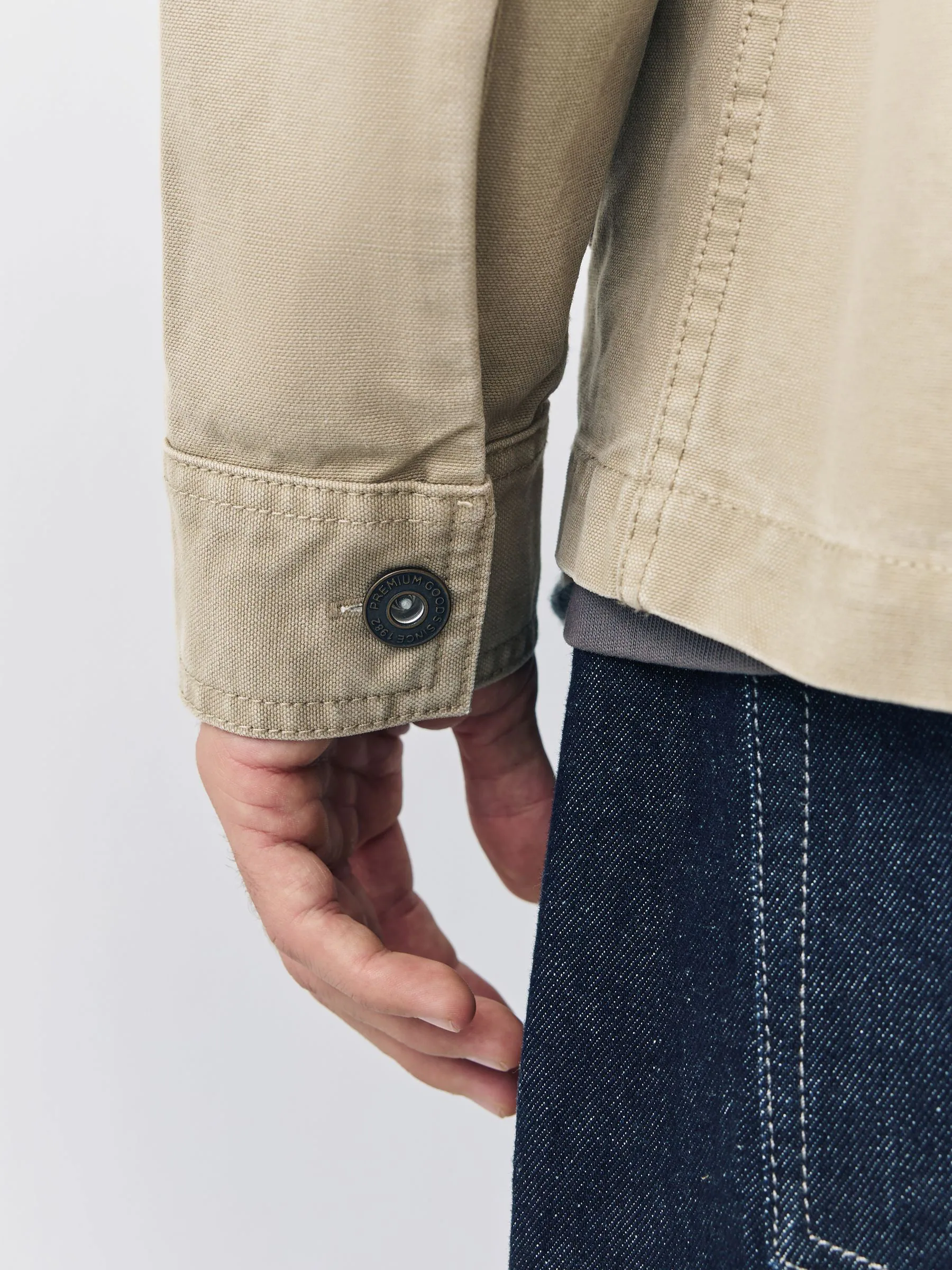 Ecru - Corduroy canvas shacket overshirt met kraag