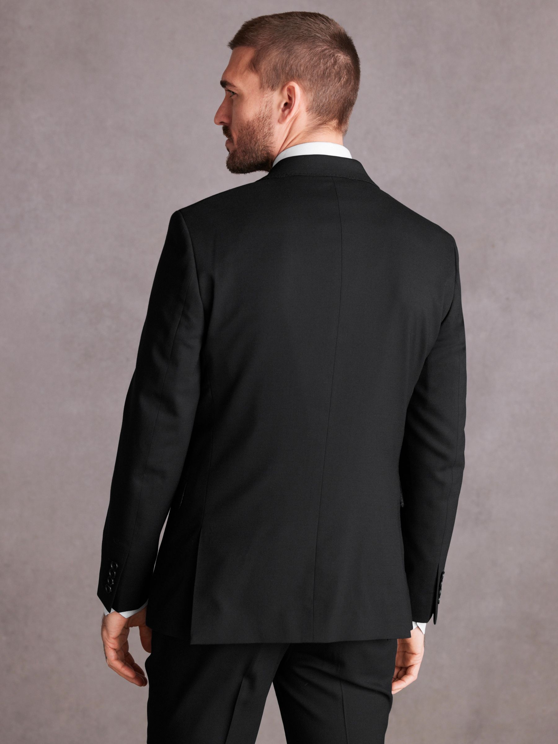 Zwart - Signature getextureerd slim-fit kostuumjasje van Italiaanse Tollegno-wol