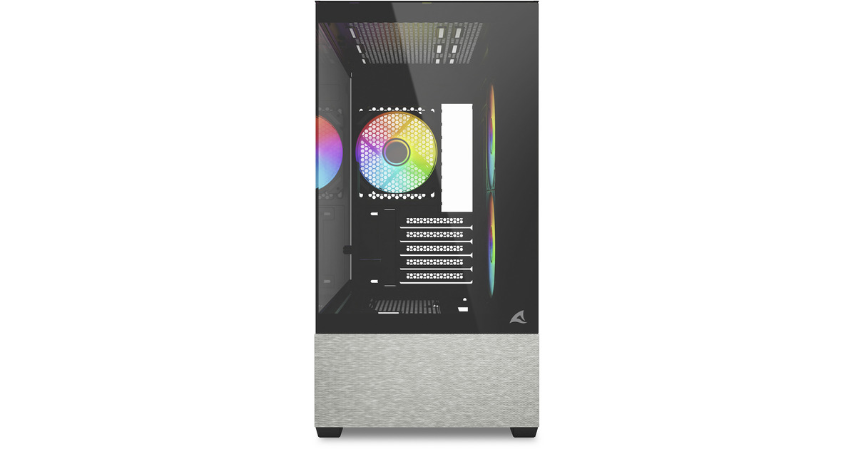 SharkoonMK7 ARGB mini tower behuizing  (Zwart | 2x USB-A | 1x USB-C | RGB | Tempered Glass)