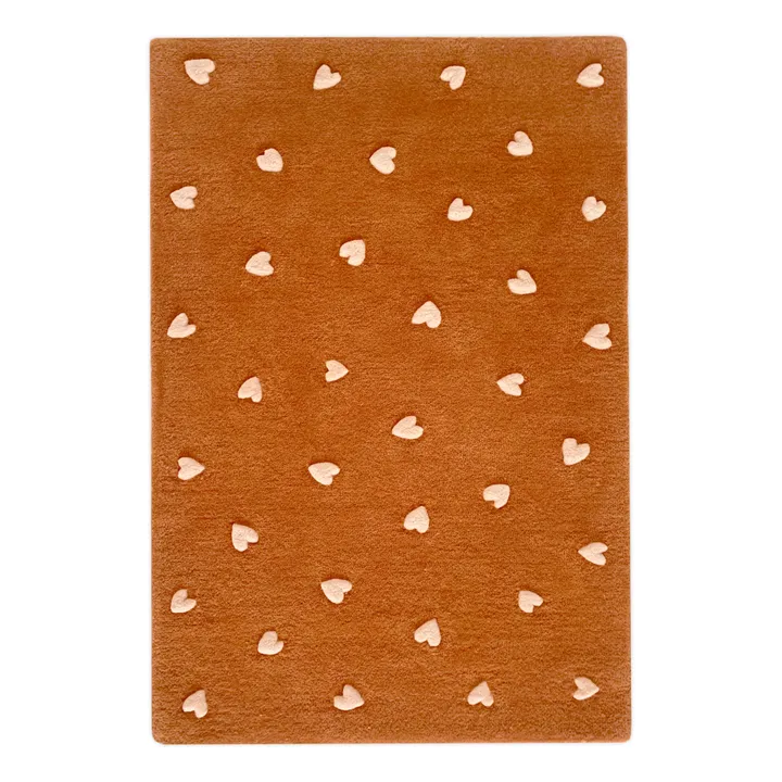 Maison Deux Tapis Cœurs en laine | Marron