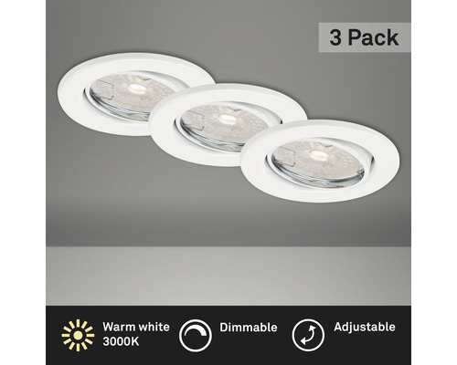 LED inbouwspots set IP23 dimbaar 3-delig 3x5W 3x460 lm 3000K wit Ø 8,6/6,8 cm 230V