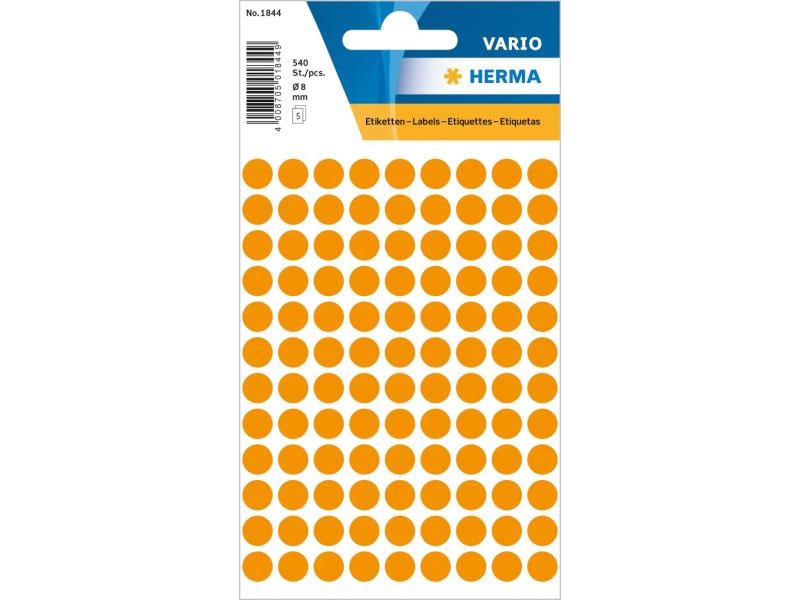 Herma Stickers Klebepunkte Vario Ø 8 mm, Neonorange Markierungspunkte Sticker