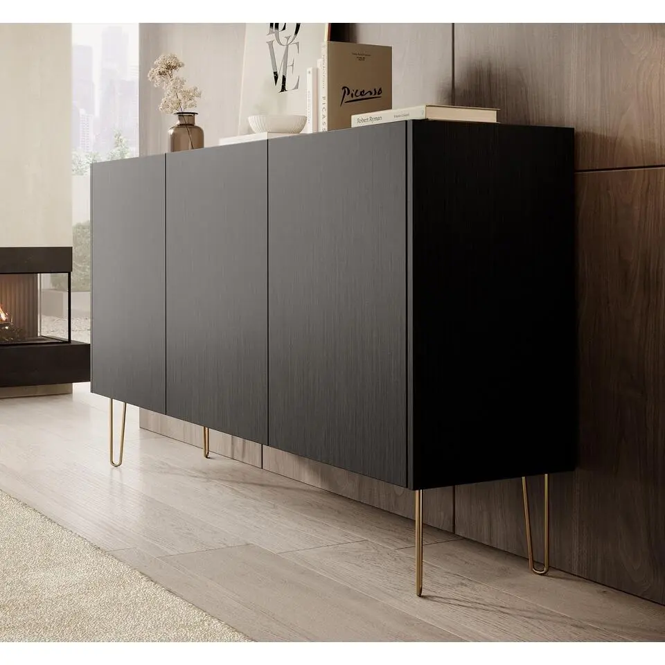 Meubella - Dressoir Hacienda - Zwart - 144 cm