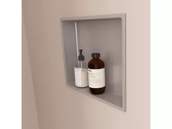 Lot de 2 Niches de Douche, Rangement mural de Salle de Bain et Douche 30x30cm Gris Satiné, NOOK by SANIZÉO