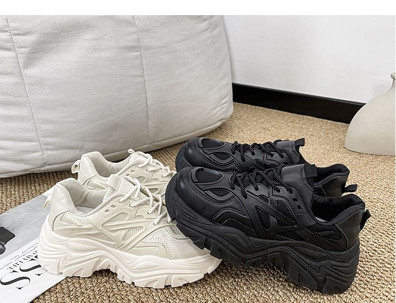 caneik - Sneakers met vetersluiting en effen mesh-paneel