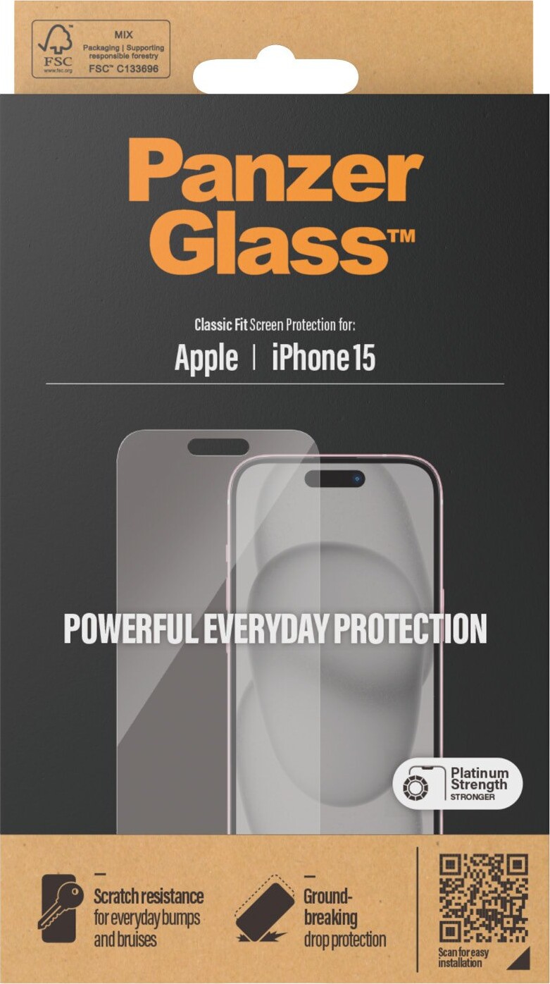 Panzerglass - iPhone 15 - Skærmbeskyttelse - Classic Fit