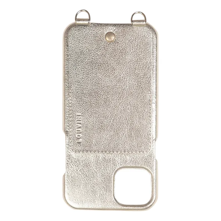 Louvini Coque iphone Lou en cuir métallisé | Doré
