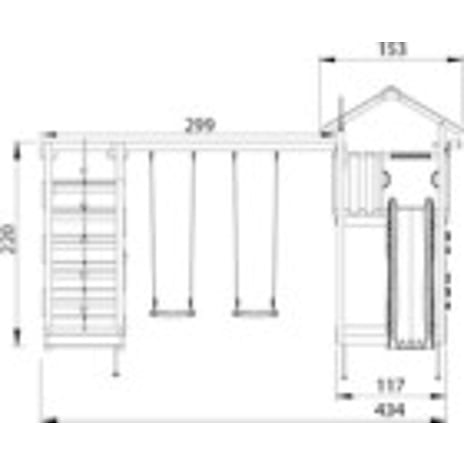 Jungle Gym Cottage 2.1 legetårn inkl. klatrevæg og rutsjebane