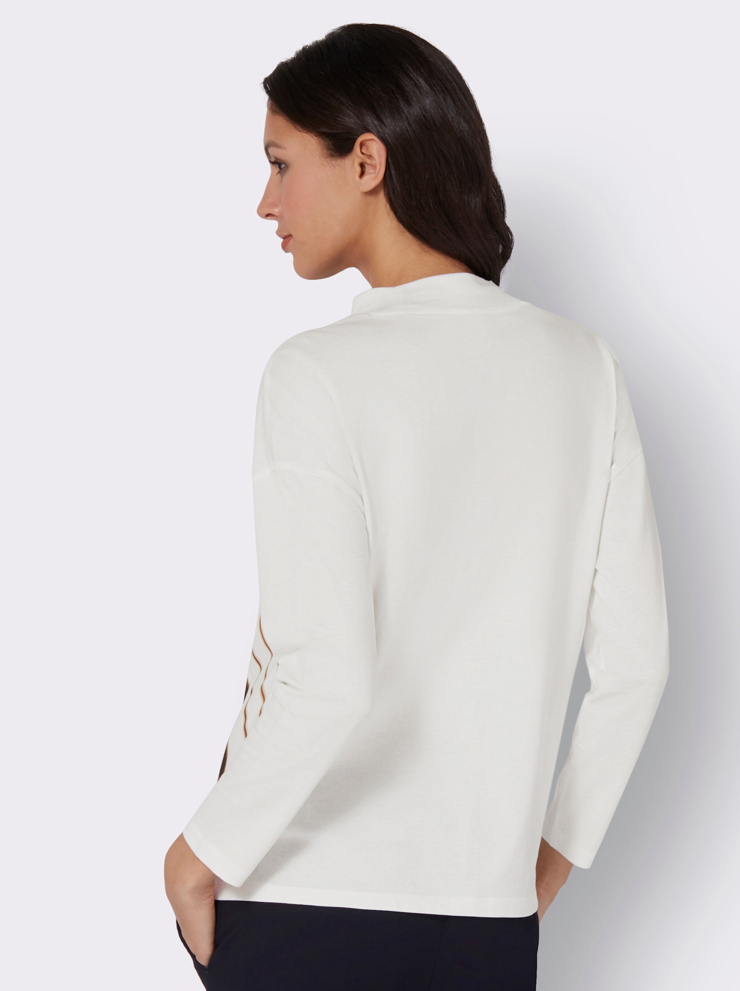 Stehkragenshirt aus reiner Baumwolle