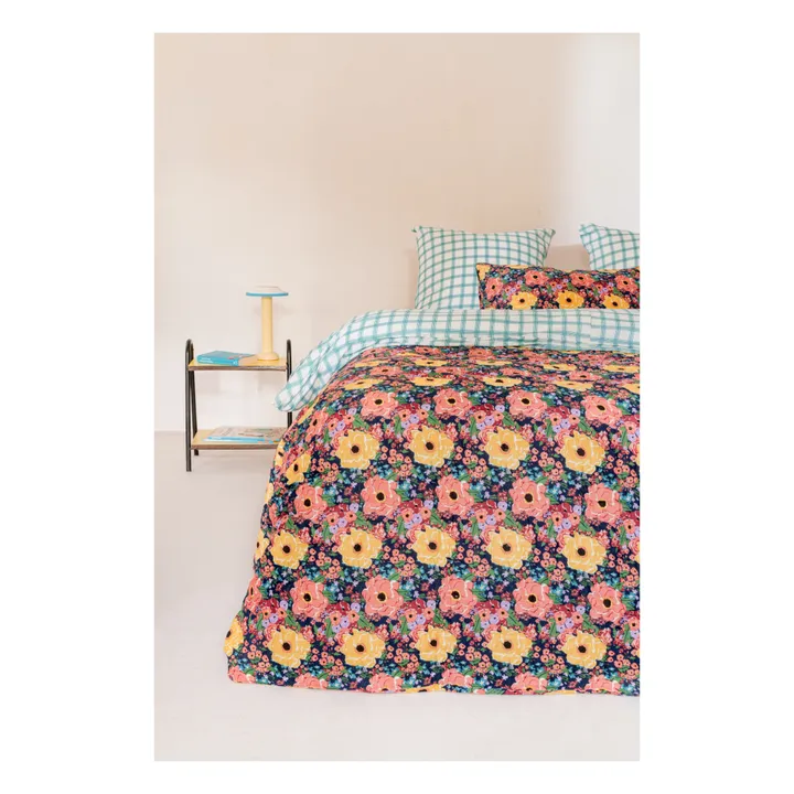Lucas du Tertre Plaid quilté réversible Helen Flower | Noir