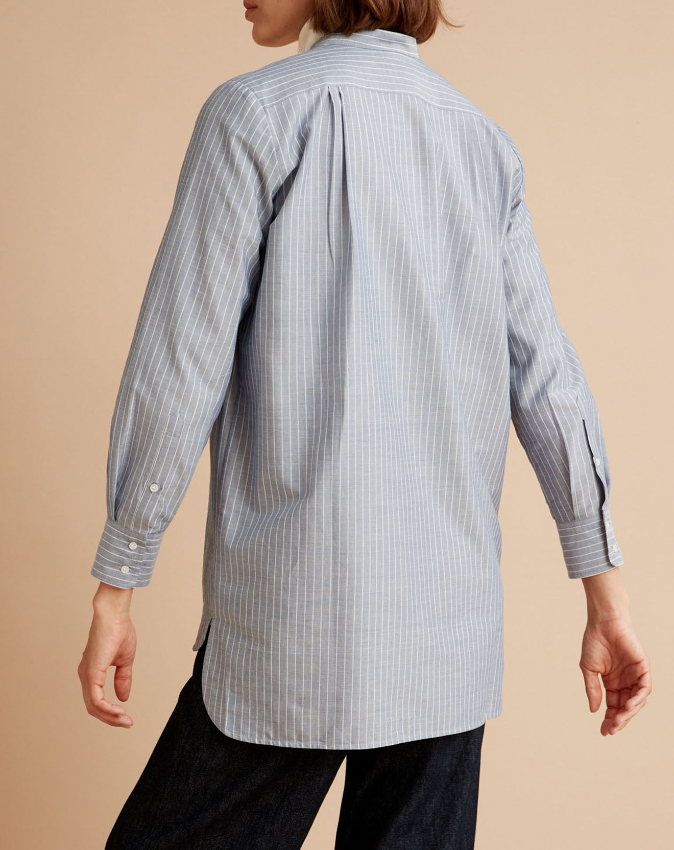 Cyrillus Chemise longue rayée gris moyen
