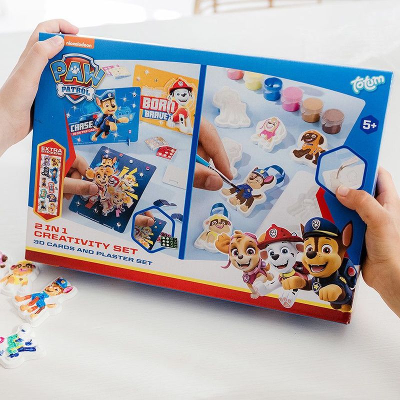PAW Patrol - Totum Knutselset - 2-in-1 - Gips Gieten en Mozaïekstickers - Inclusief Verf en Penseeltje