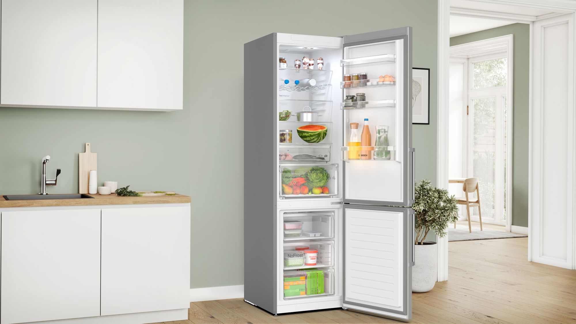 Refrigerador Combinado Independente Série 4 203 x 60 cm em Aço Inoxidável Resistente a Impressões Digitais KGN397ICT