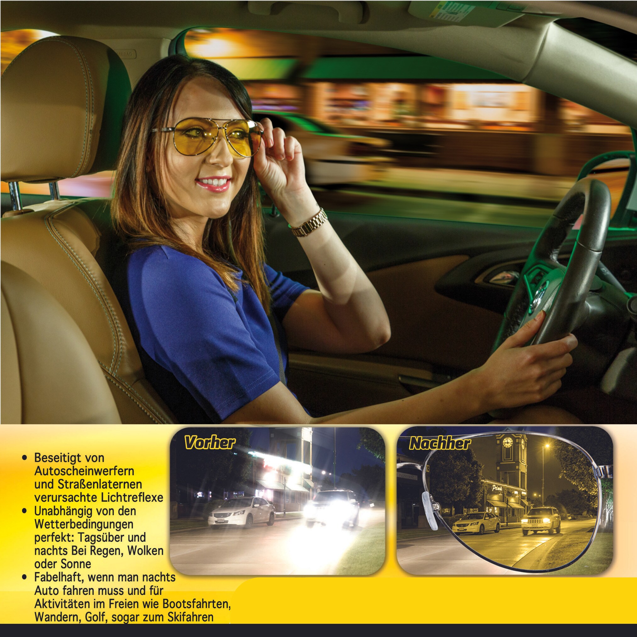 Best Direct® Tag- und Nachtsicht Brille - Nachtfahrbrille polarisiert Vizmaxx Night Vision
