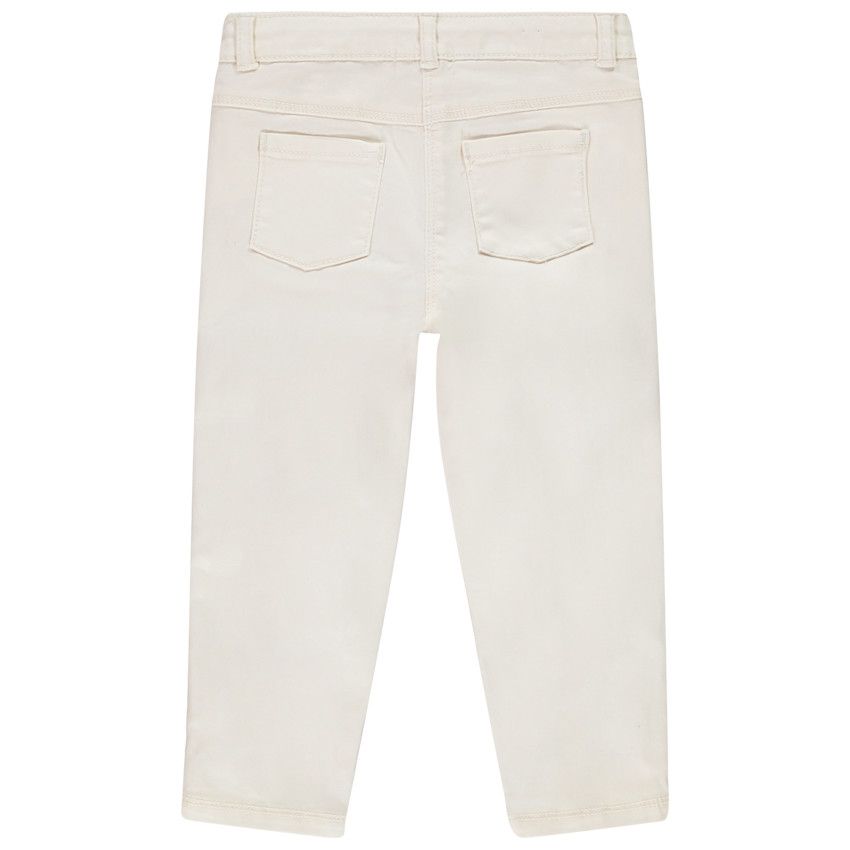 Pantalon slim en twill uni pour bébé fille - Ecru