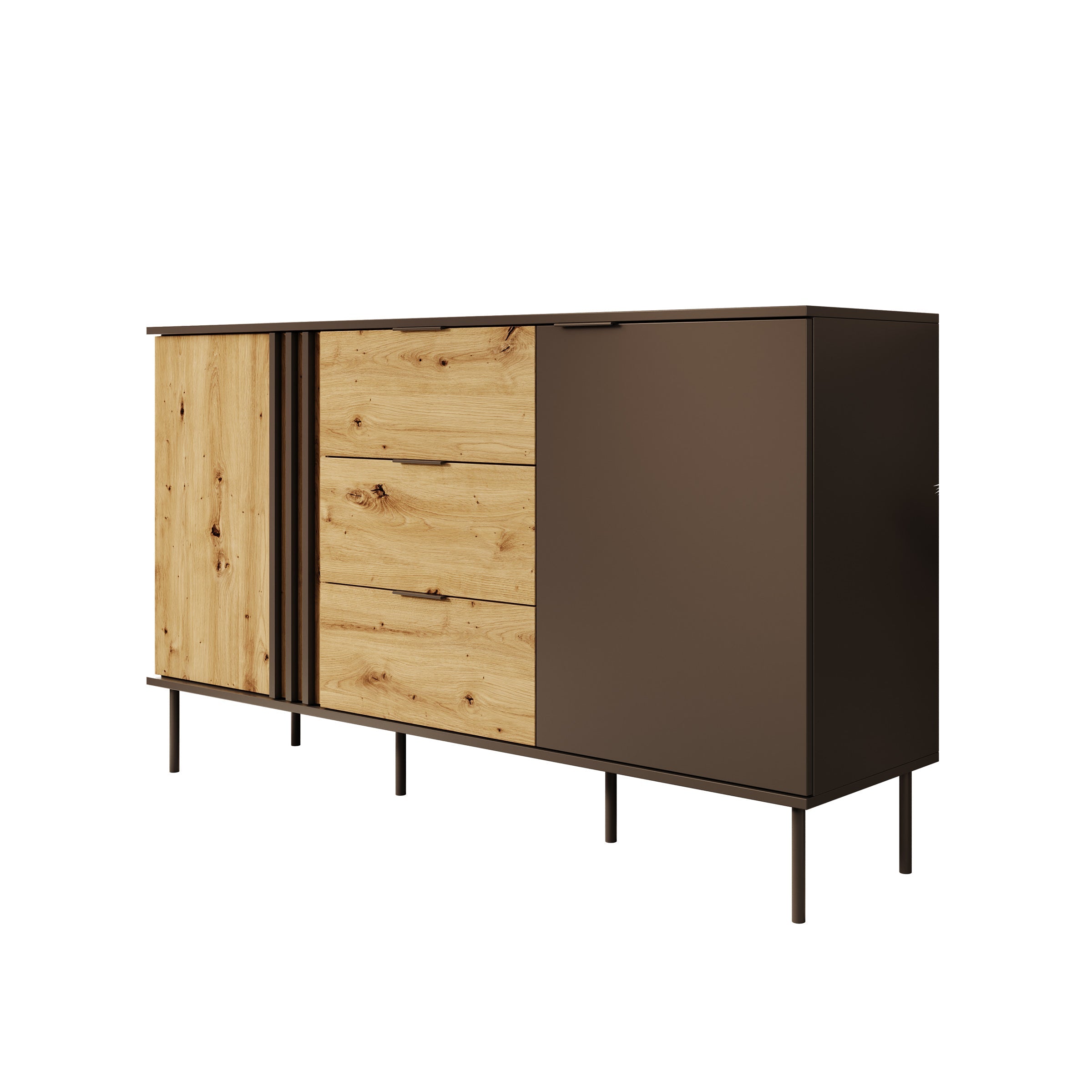 Meubella - Rogan - Dressoir - Zwart - 160x40x92 cm