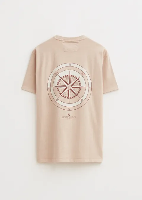T-shirt met print Praia de Dunas zand (ZAND)