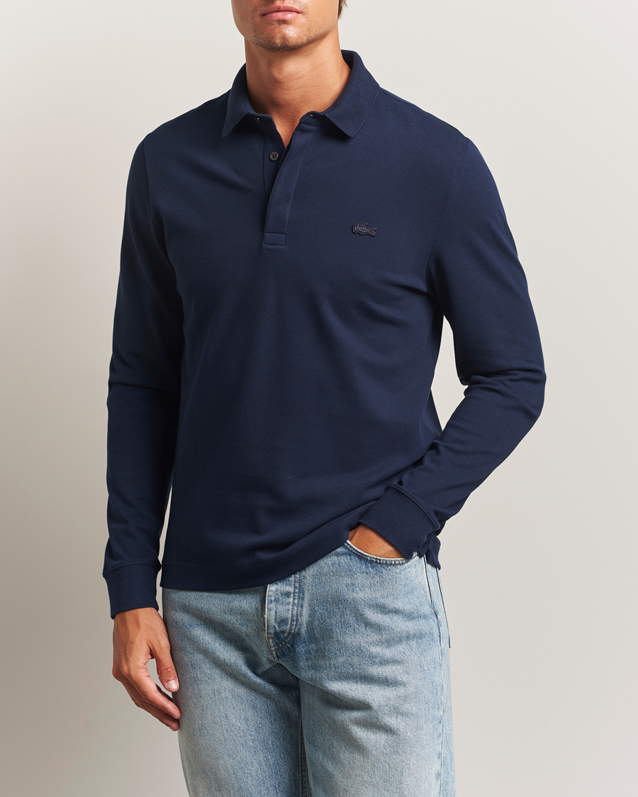 Lacoste Paris Long Sleeve Polo Piké Navy Blue