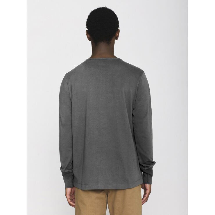 Knowledge Cotton Apparel BO long sleeve henley - GOTS/Vegan Grå