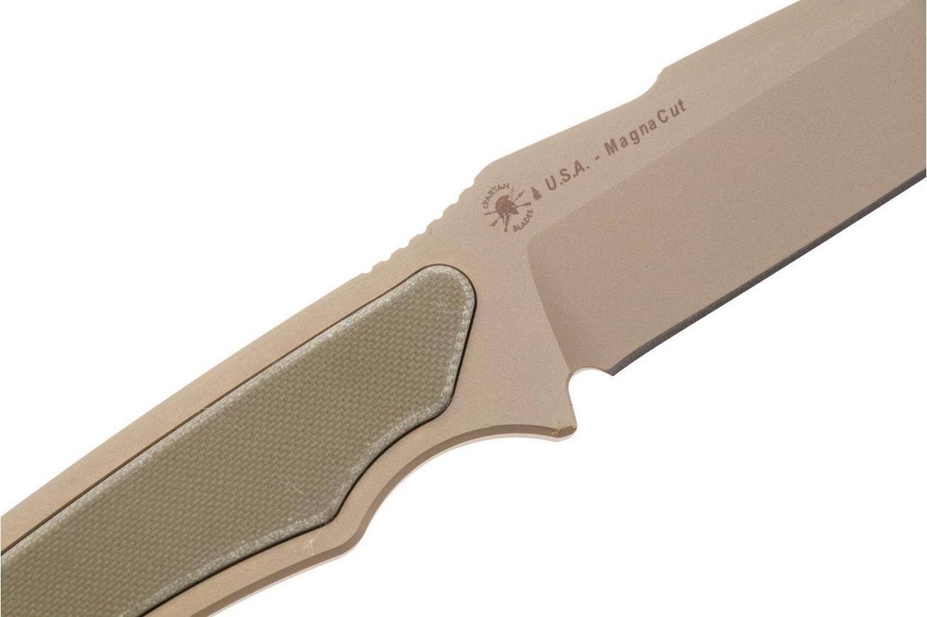 Spartan Blades Phrike SB17 Flat Dark Earth, Green G10, vaststaand mes, kydex schede