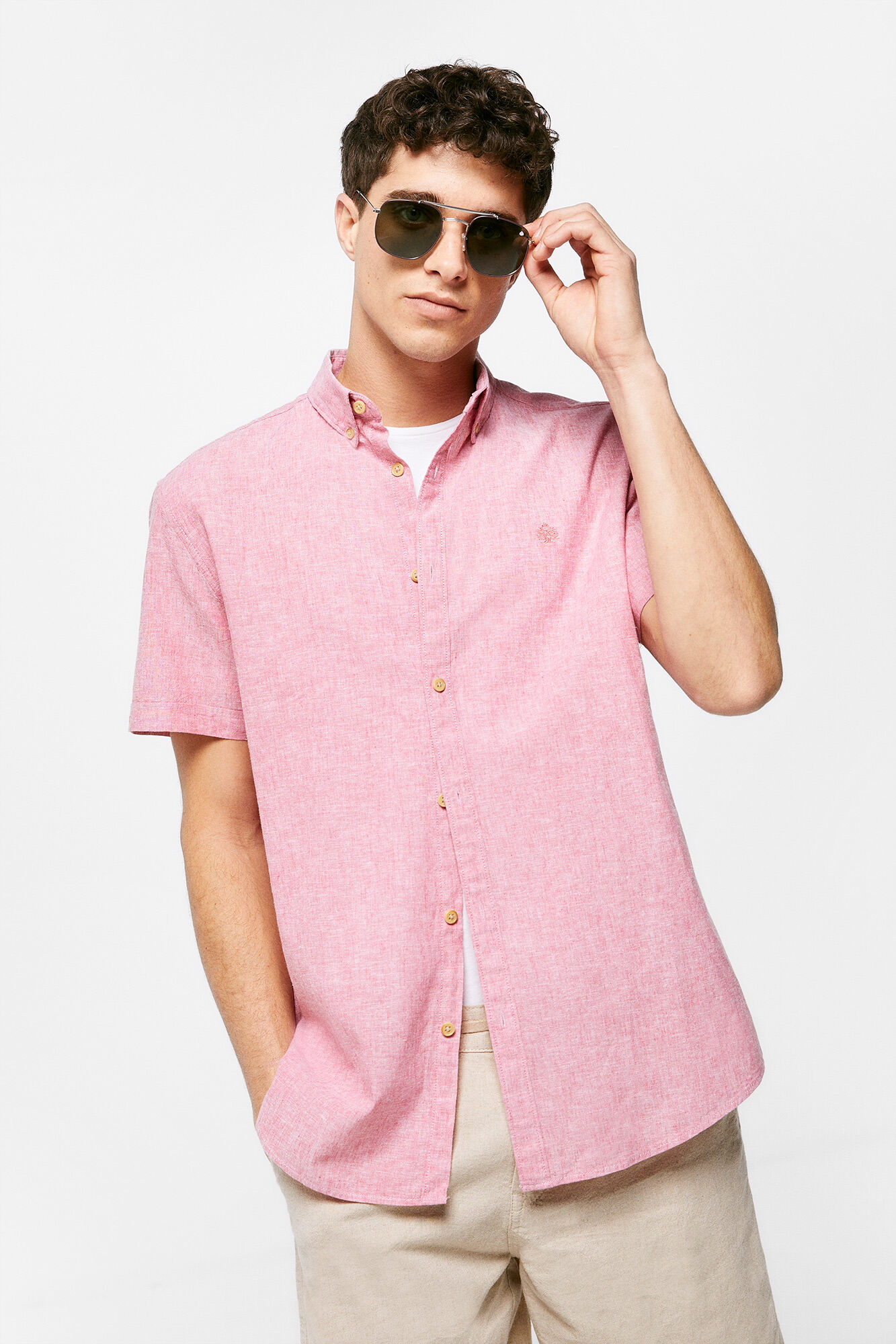 Camisa de linho - fúcsia