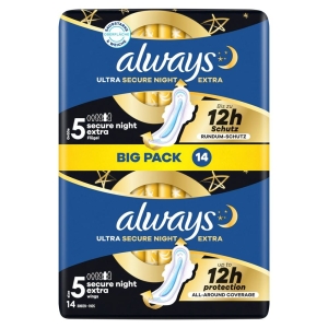 Always Ultra Binde Secure Night Extra mit Flügel Grösse 5 BigPack, 14 Stück