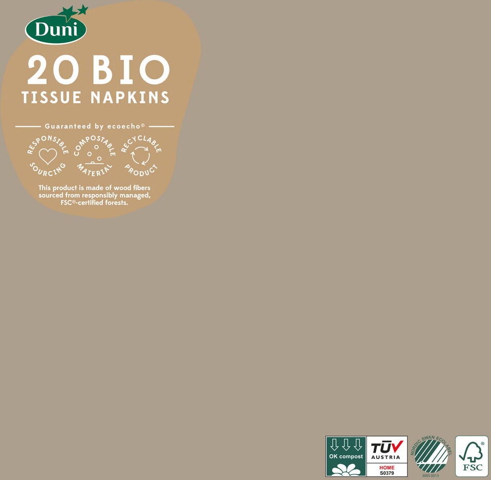 Duni servetten beige 33 x 33 cm 20 stuks