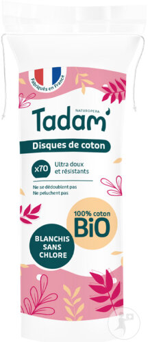 Tadam Disques De Cotons Ronds Bio À Démaquiller 70 Pièces