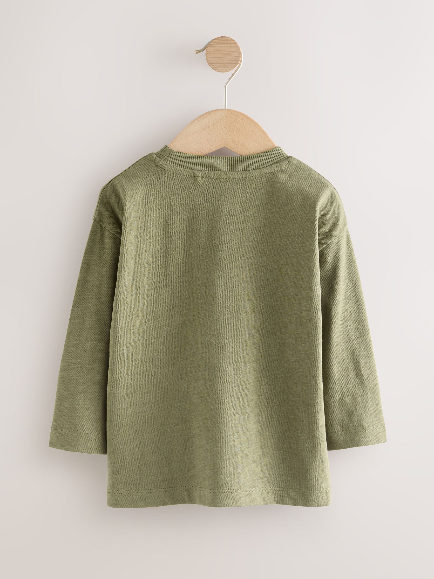 Kakigroen smile - Semi-effen T-shirt met lange mouwen (3mnd -7jr)