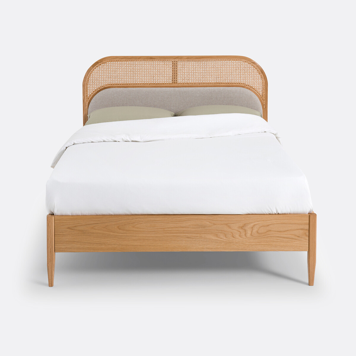 LA REDOUTE INTERIEURS<br>Cama em rattan e veludo com roupa de cama Buisseau