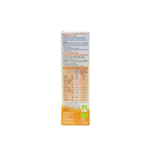 Mingau de 3 grãos orgânico sem glúten Holle +6m 250g